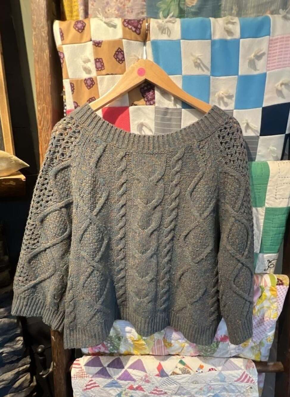 Far Away From Close Women's Blue Cable Knit Wool Blend Sweater Size M